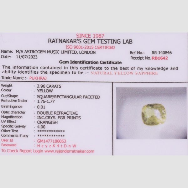 2.96 Carats <br> Origin: Srilanka <br> SKU: AGM-YS052 - Image 2
