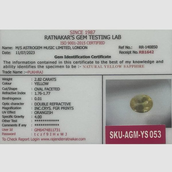 2.82 Carats <br> Origin: Srilanka <br> SKU: AGM-YS053 - Image 2
