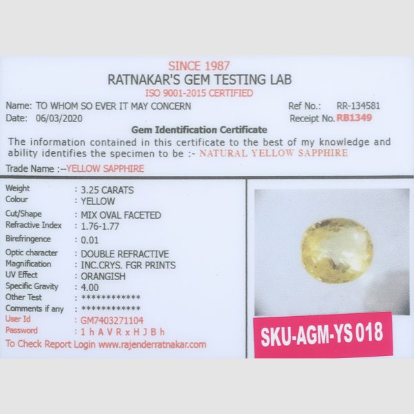 3.25 Carats <br> Origin: Srilanka <br> SKU: AGM-YS018 - Image 2